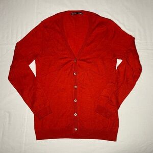 GOBI Mongolian Cashmere Silk Cardigan Red Button Sweater Women's S